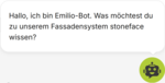 Unser Emilio Bot, der perfekte Gratishelfer, rund um unser Kompaktfassadensystem &quot;stoneface&quot;