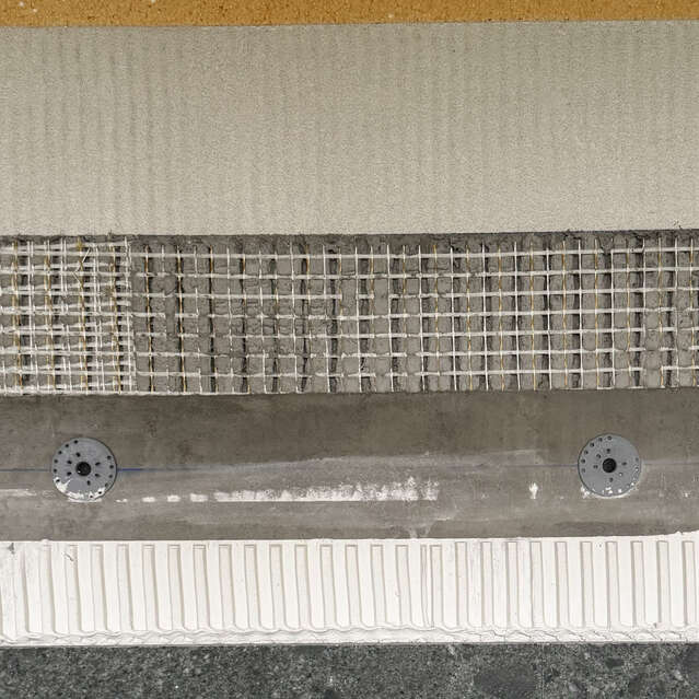 Systemaufbau Naturstein Verde Salvan, geschliffen K220